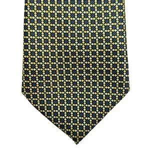 Rene Chagal Men's Handmade Necktie Tie Myung Ju Silk Navy Blue Tan 59x4"